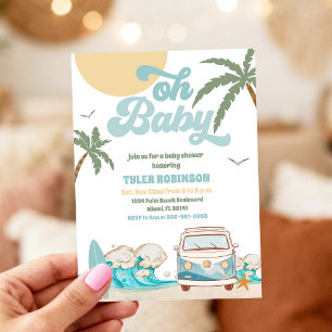 Invitation à une Baby Shower de plage dans un van