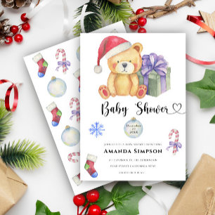 Invitation à une baby shower d'hiver avec un ours 