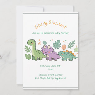 Invitation à une baby shower dinosaure pour garçon