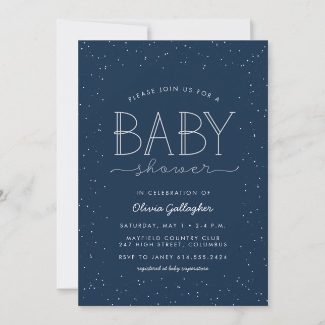 Invitation à une baby shower étoile (Devant)