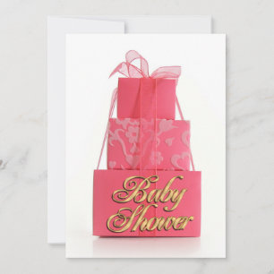 Invitation à une baby shower Fille paquets roses