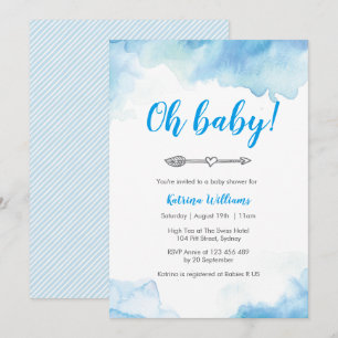 Invitation à une baby shower flèche bohème aquarel