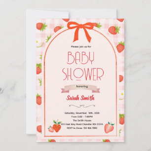 Invitation à une baby shower fraise