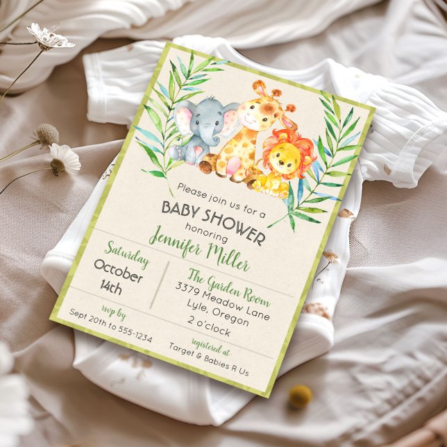 Invitation à une Baby Shower Jungle (Créateur téléchargé)