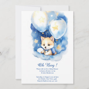 Invitation à une Baby Shower Loup Aquarelle