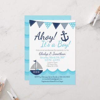 Invitation à une Baby Shower Marin pour un Petit G