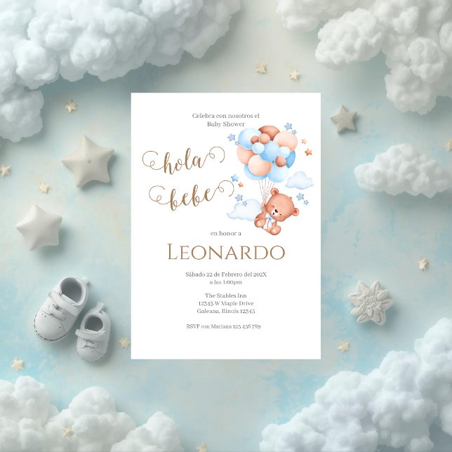 Invitation à une baby shower ours bleu (Créateur téléchargé)