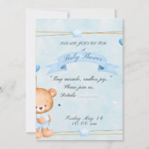 Invitation à une Baby Shower Ours en Peluche