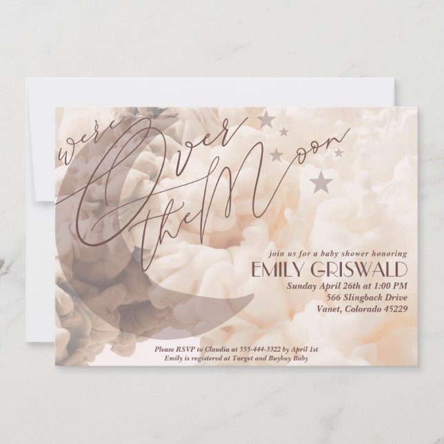 Invitation à une Baby Shower "Over the Moon" pour  (Devant)
