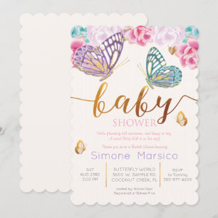 Invitation à une baby shower Papillon