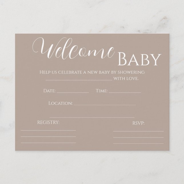 Invitation à une baby shower pour bébé de genre no (Devant)