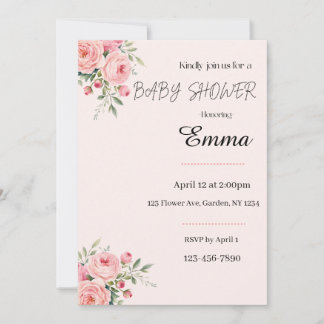 Invitation à une baby shower pour bébé fleur