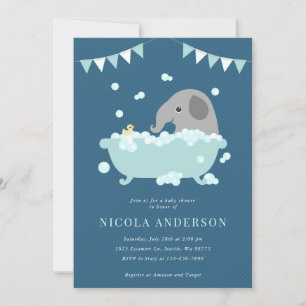Invitation à une baby shower pour éléphant