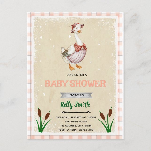 Invitation à une baby shower pour oie (Devant)