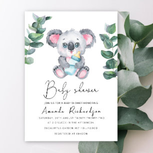 Invitation à une baby shower pour un bébé ours koa