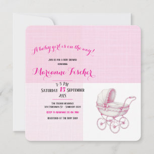 Invitation à une baby shower rétro pour fille