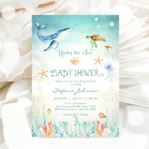 Invitation à une baby shower sous la mer