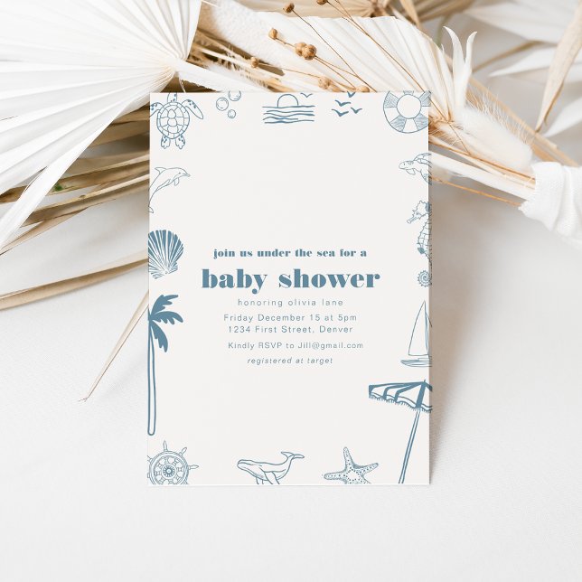 Invitation à une Baby Shower Sous l'Océan Moderne (Créateur téléchargé)