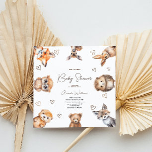 Invitation à une baby shower sur le thème des anim
