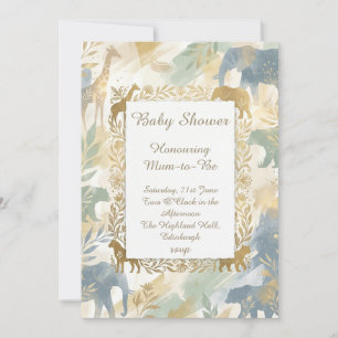 Invitation à une baby shower sur le thème des anim