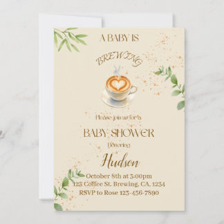 Invitation à une baby shower sur le thème du café