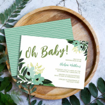 Invitation à une baby shower sur le thème floral t