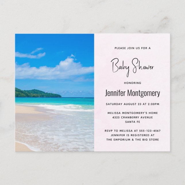 Invitation à une Baby Shower sur une Plage Tropica (Devant)