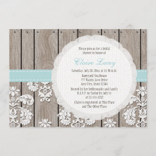 Invitation à une douche nuptiale à dentelle bleue 