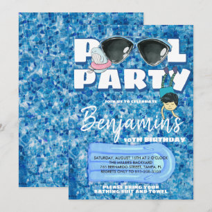 Invitation à une fête au bassin pour garçons