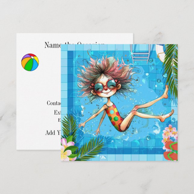 Invitation à une fête au bord de la piscine (Devant / Derrière)