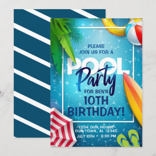 Invitation à une fête au bord de la piscine