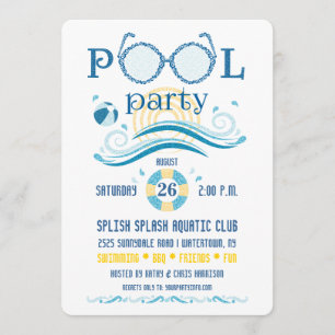 Invitation à une fête au bord de la piscine