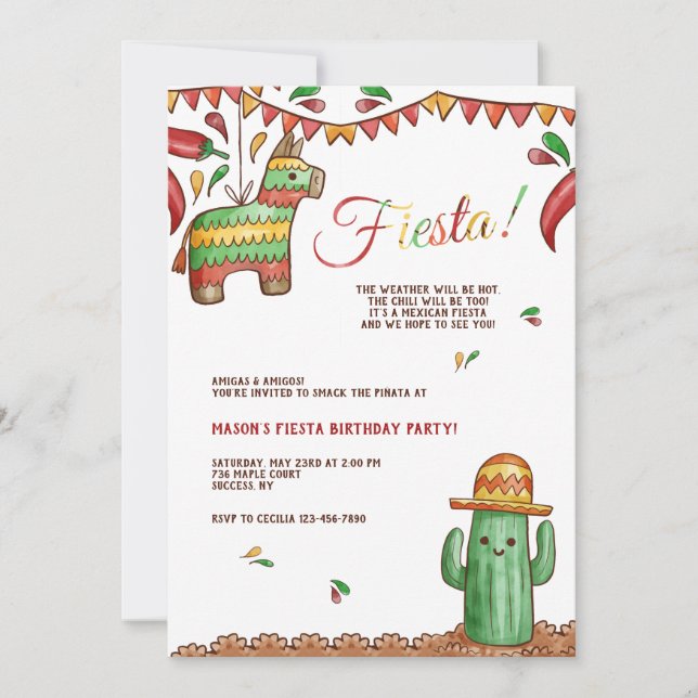 Invitation à une fête avec piñata (Devant)