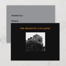 Invitation à une fête avec une locomotive à vapeur