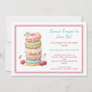 Invitation à une fête colorée de donuts sucrés