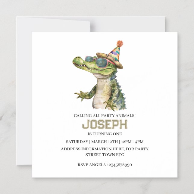 Invitation à une fête d'alligator Invitation à une (Recto)