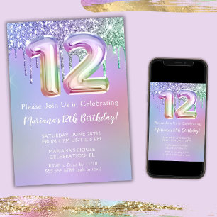 Invitation à une fête d'anniversaire 12 ans Paille
