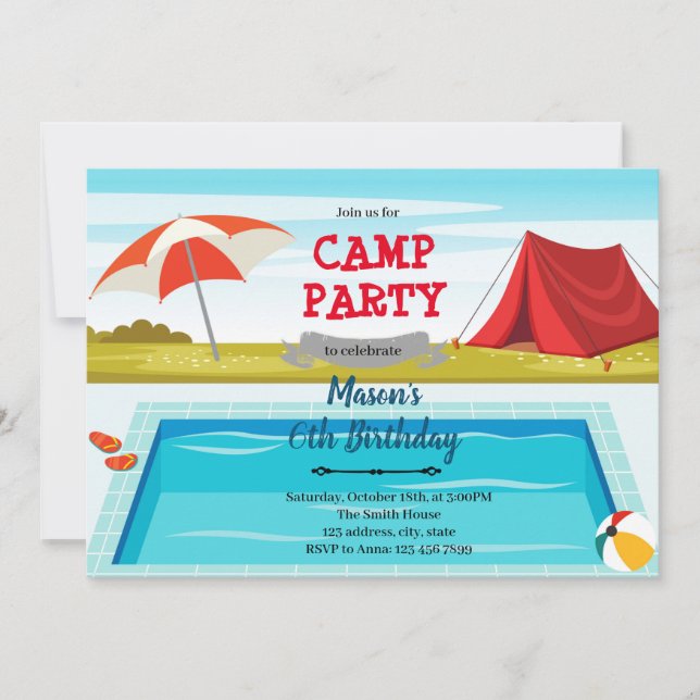 Invitation à une fête d'anniversaire à la piscine  (Devant)