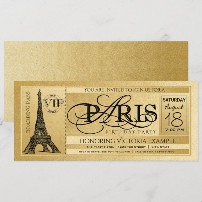 Invitation à une fête d'anniversaire à Paris Bille (Devant / Derrière)