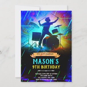 Invitation à une fête d'anniversaire à tambour néo