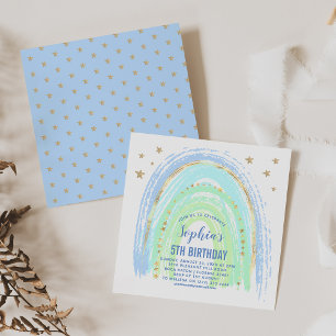 Invitation à une fête d'anniversaire arc-en-ciel a