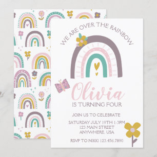 Invitation à une fête d'anniversaire Arc-en-ciel e