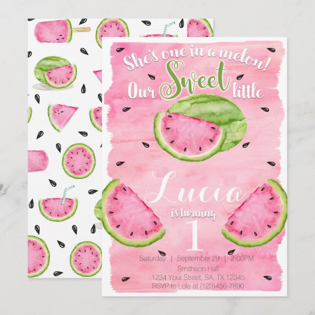 Invitation à une fête d'anniversaire au melon d'ea (Devant / Derrière)