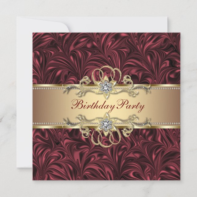 Invitation à une fête d'anniversaire au vin rouge  (Devant)