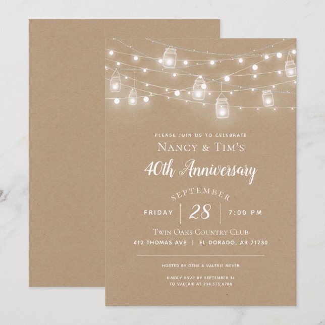 Invitation à une fête d'anniversaire avec des guir (Devant / Derrière)