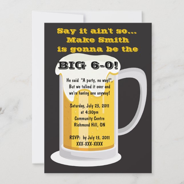 Invitation à une fête d'anniversaire bière (Devant)