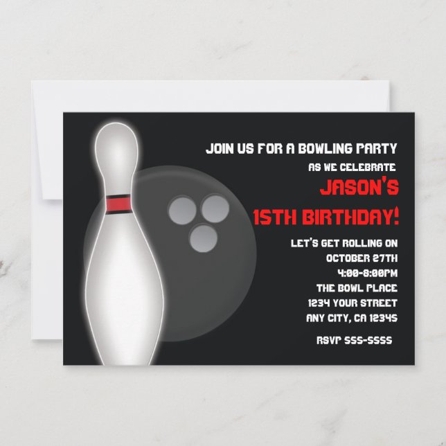 Invitation à une fête d'anniversaire Bowling Bowl  (Devant)