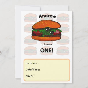 Invitation à une fête d'anniversaire Burger