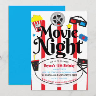 Invitation à une fête d'anniversaire cinéma