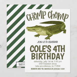 Invitation à une fête d'anniversaire d'alligator